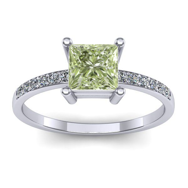 Inel cu diamant de laborator verde patrat