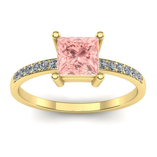 Inel logodna cu diamant de laborator roz patrat