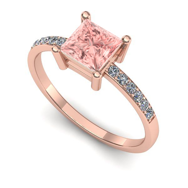 Inel din aur roz cu diamant de laborator roz