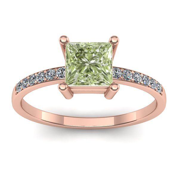 Inel de logodna cu diamant de laborator verde patrat