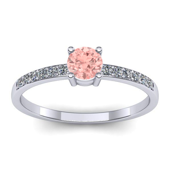 Inel logodna cu diamant de laborator roz rotund