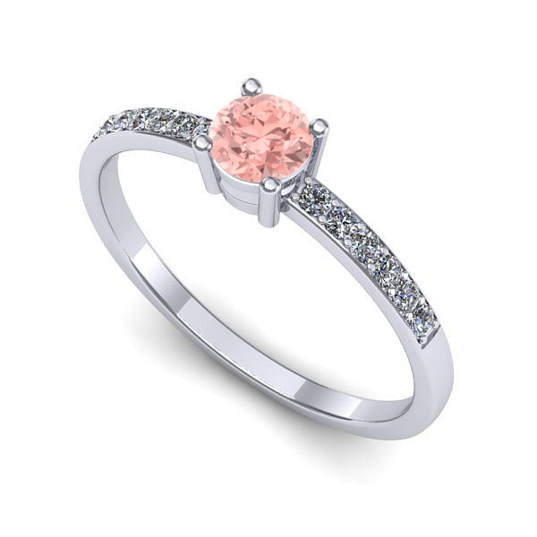Inel logodna din aur alb cu diamant de laborator roz