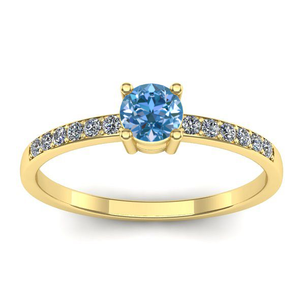 Inel cu diamant de laborator albastru rotund