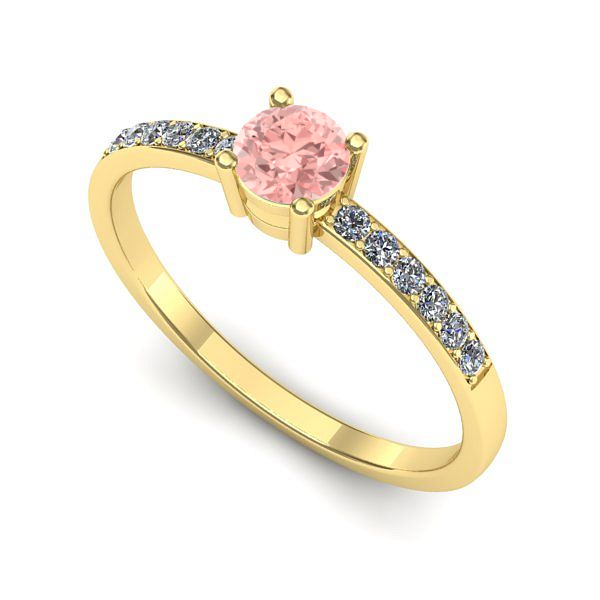 Inel de logodna din aur galben cu diamant de laborator roz
