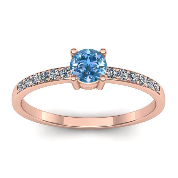 Inel logodna cu diamant de laborator albastru rotund