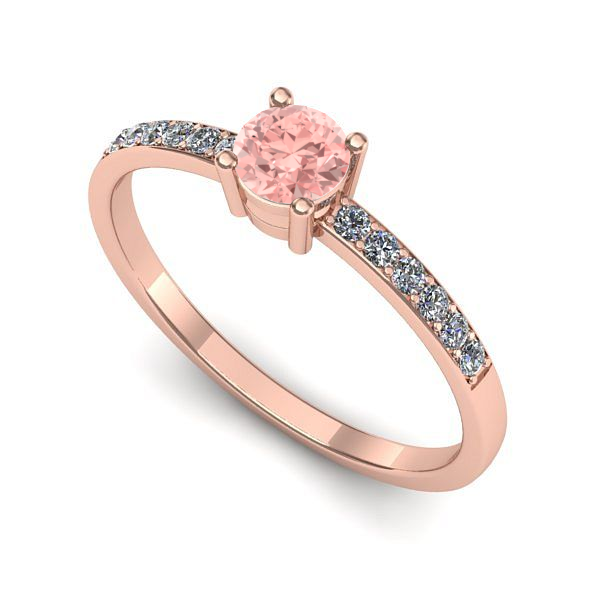 Inel logodna din aur roz cu diamant de laborator roz