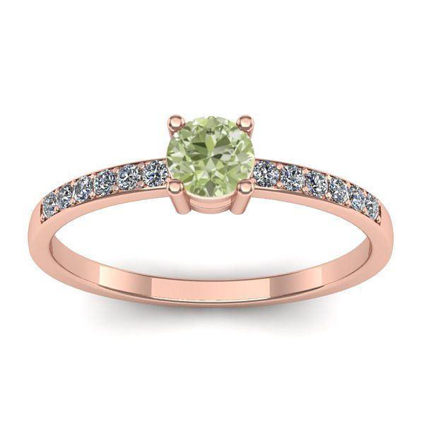 Inel cu diamant de laborator verde rotund