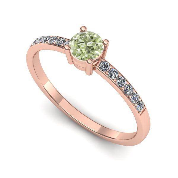 Inel din aur roz cu diamant de laborator verde