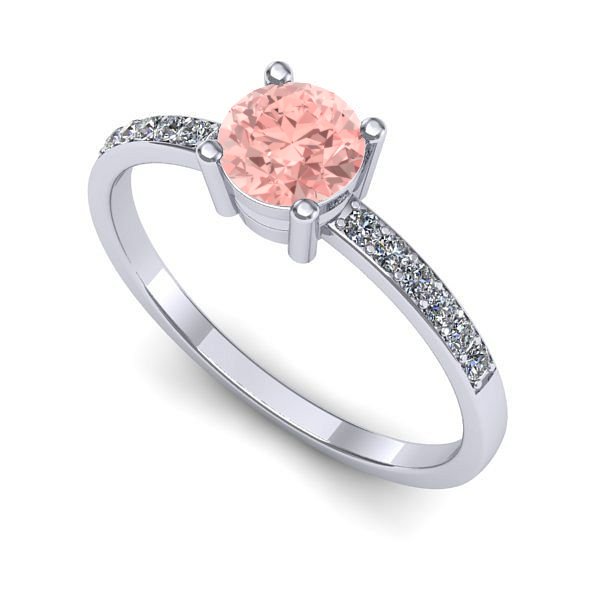 Inel logodna din aur alb cu diamant de laborator roz