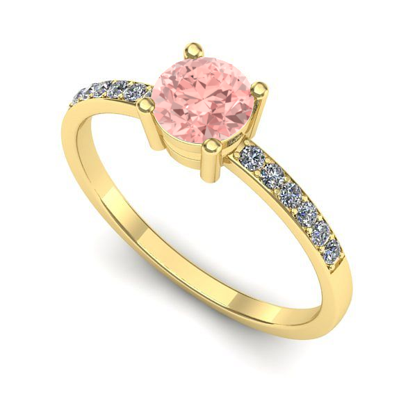 Inel din aur galben cu diamant de laborator roz