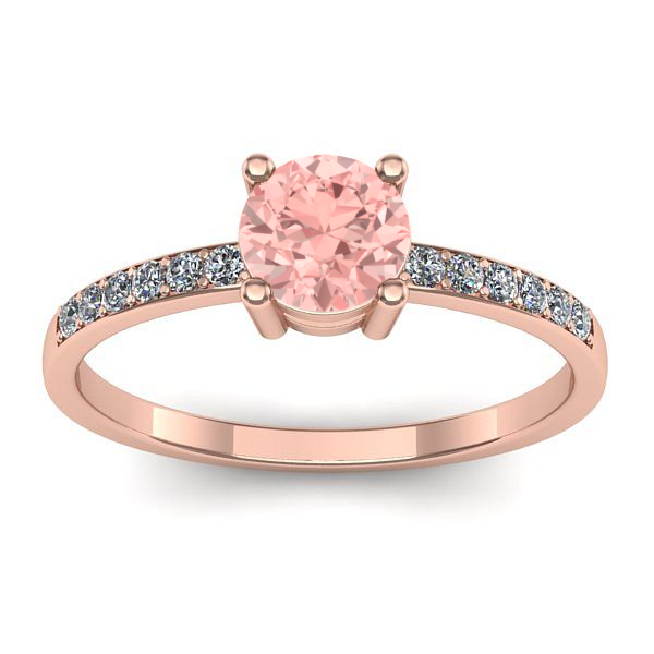 Inel cu diamant de laborator roz rotund