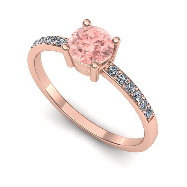 Inel de logodna din aur roz cu diamant de laborator roz