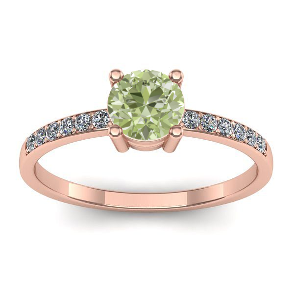 Inel de logodna cu diamant de laborator verde rotund