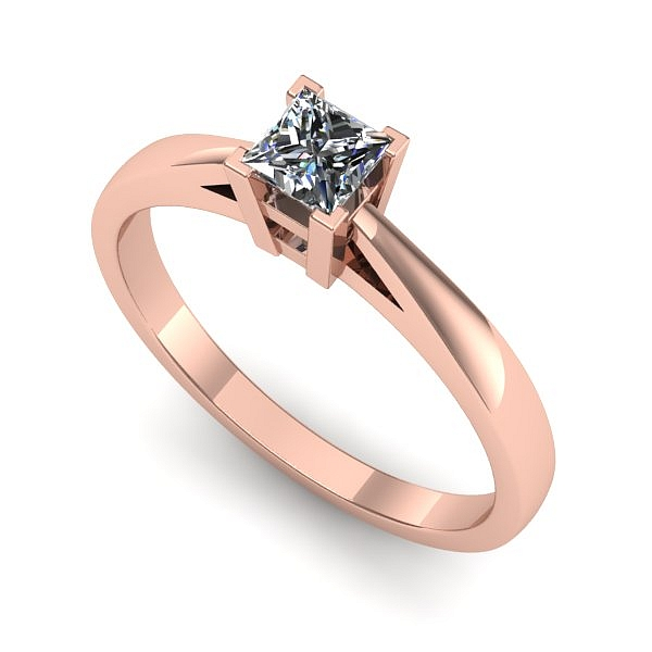 Inel din aur roz cu diamant