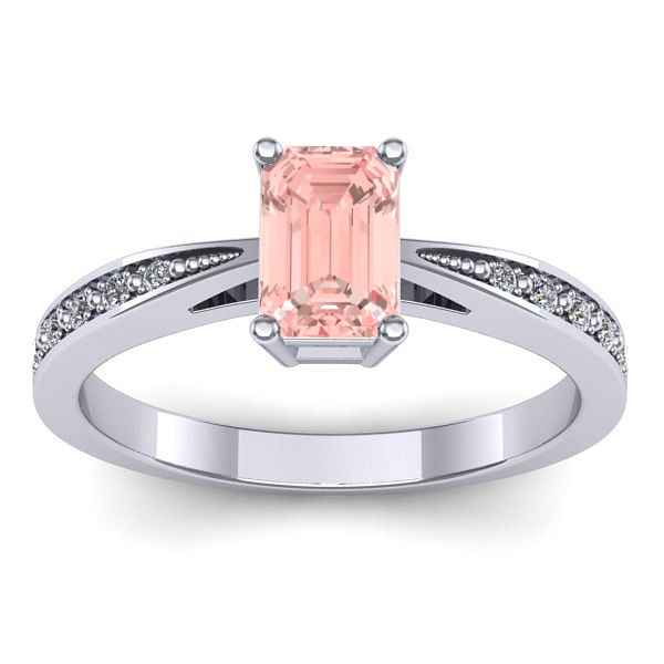 Inel de logodna cu diamant de laborator roz dreptunghiular