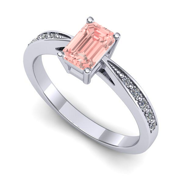 Inel logodna din aur alb cu diamant de laborator roz