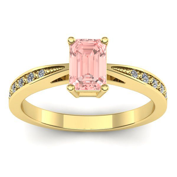 Inel de logodna cu diamant de laborator roz dreptunghiular