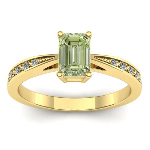 Inel logodna cu diamant de laborator verde dreptunghiular