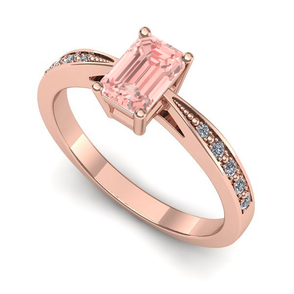 Inel de logodna din aur roz cu diamant de laborator roz