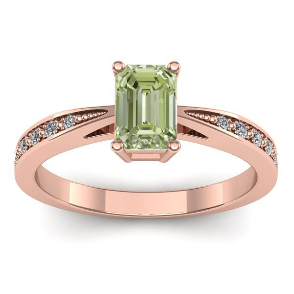 Inel cu diamant de laborator verde dreptunghiular