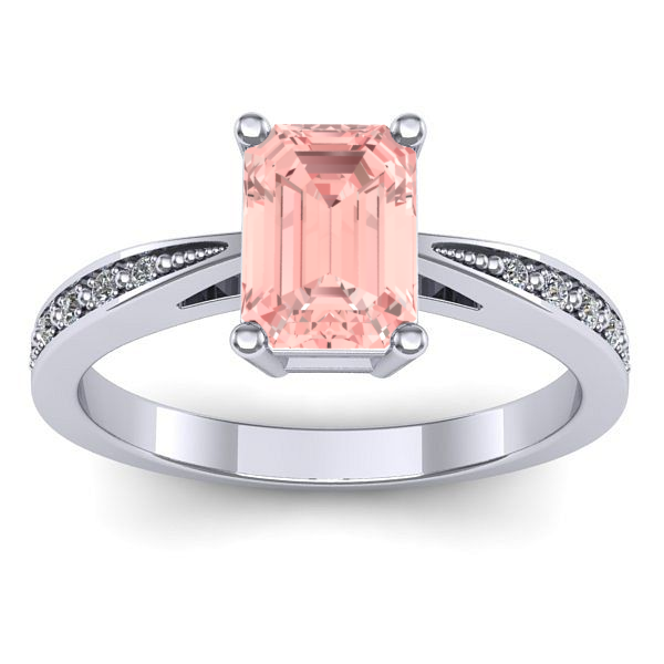 Inel logodna cu diamant de laborator roz dreptunghiular