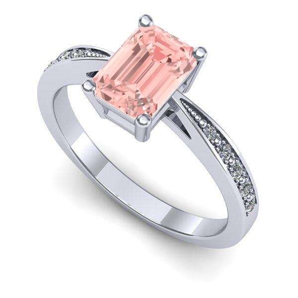 Inel de logodna din aur alb cu diamant de laborator roz