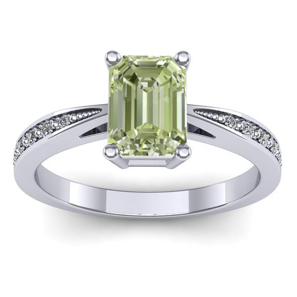 Inel cu diamant de laborator verde dreptunghiular