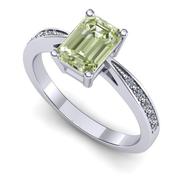 Inel din aur alb cu diamant de laborator verde