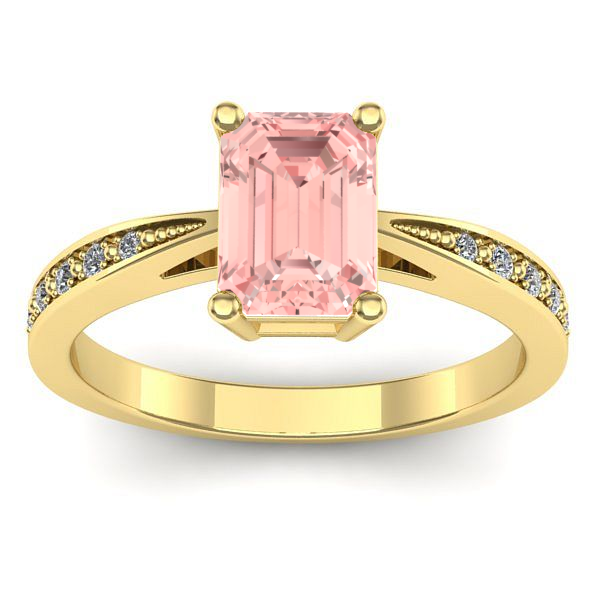 Inel cu diamant de laborator roz dreptunghiular