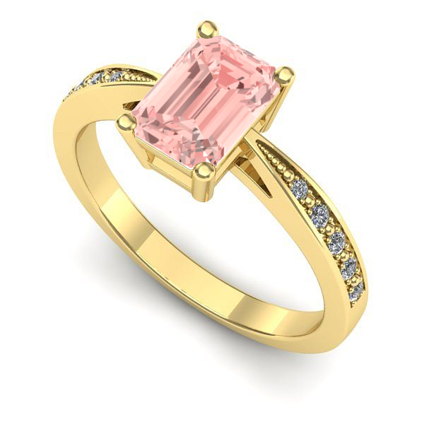 Inel din aur galben cu diamant de laborator roz