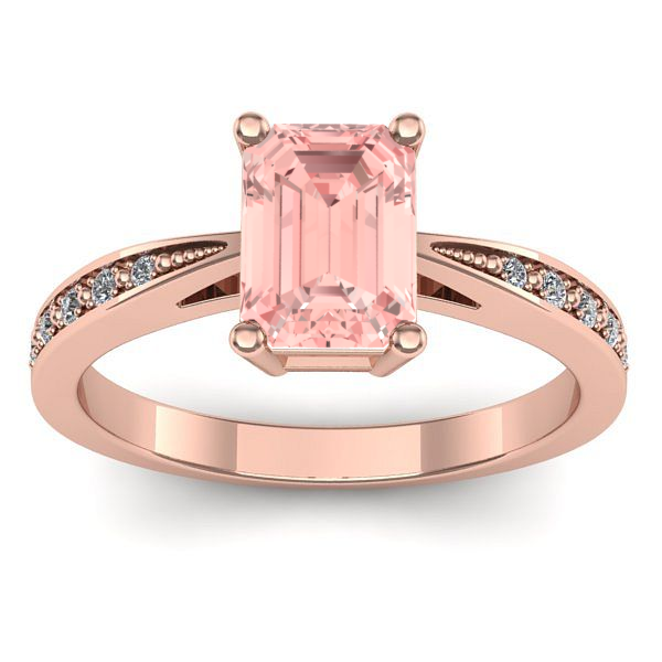 Inel cu diamant de laborator roz dreptunghiular