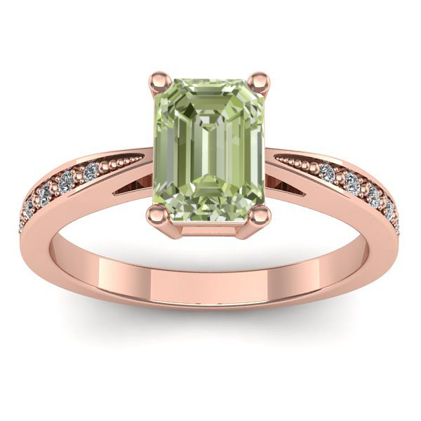 Inel de logodna cu diamant de laborator verde dreptunghiular