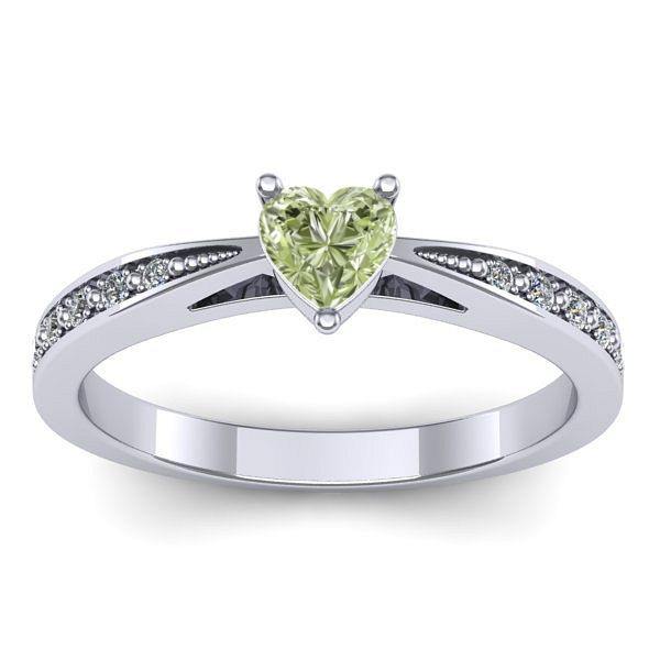 Inel logodna cu diamant de laborator verde inima