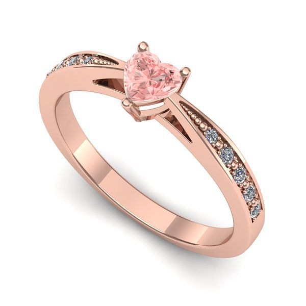Inel din aur roz cu diamant de laborator roz