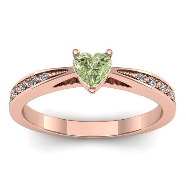 Inel de logodna cu diamant de laborator verde inima