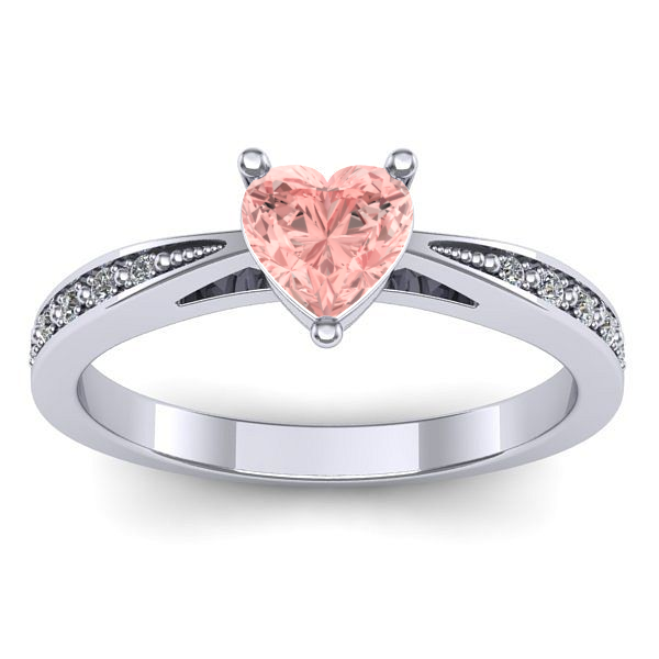 Inel logodna cu diamant de laborator roz inima