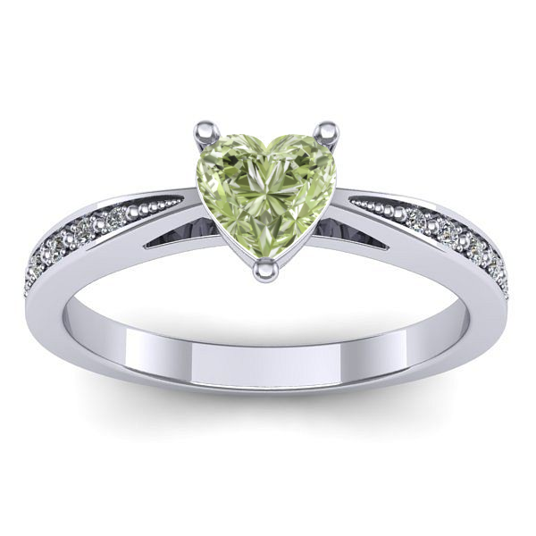 Inel logodna cu diamant de laborator verde inima