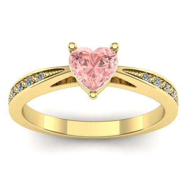 Inel cu diamant de laborator roz inima