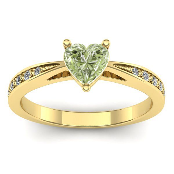 Inel de logodna cu diamant de laborator verde inima