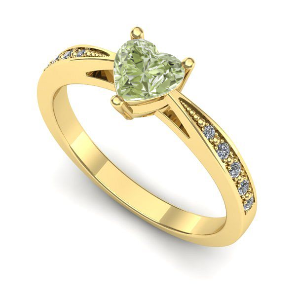 Inel din aur galben cu diamant de laborator verde