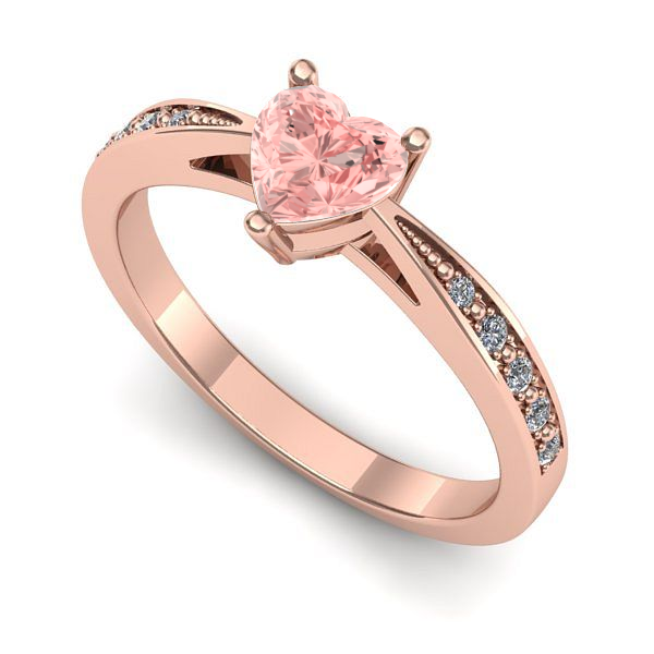 Inel logodna din aur roz cu diamant de laborator roz