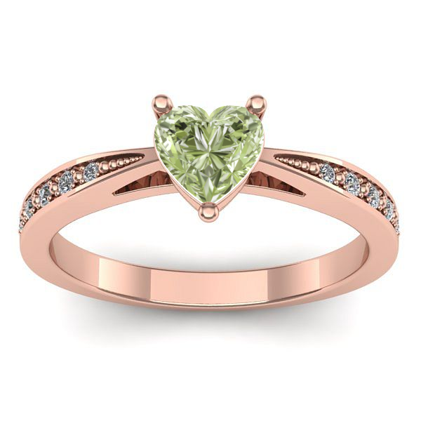 Inel logodna cu diamant de laborator verde inima