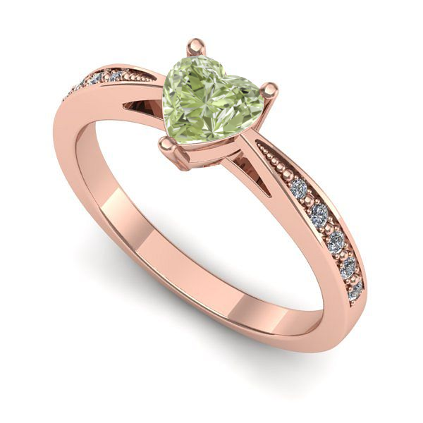 Inel din aur roz cu diamant de laborator verde