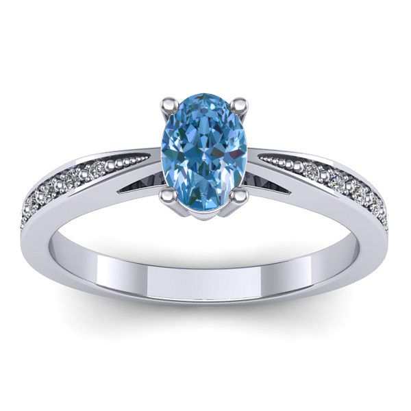 Inel logodna cu diamant de laborator albastru oval