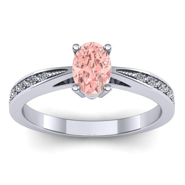Inel cu diamant de laborator roz oval