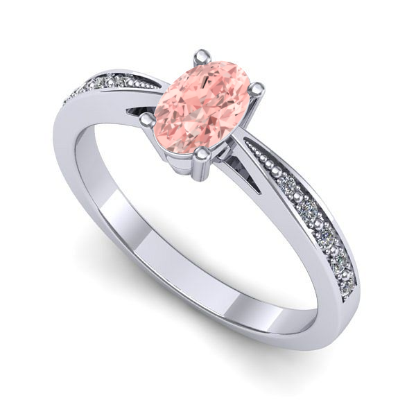 Inel din aur alb cu diamant de laborator roz