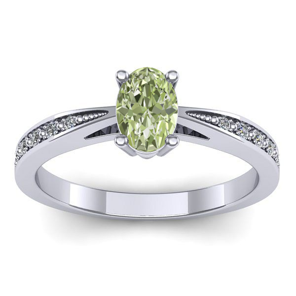 Inel cu diamant de laborator verde oval