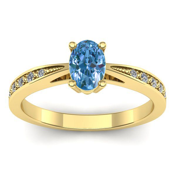 Inel logodna cu diamant de laborator albastru oval
