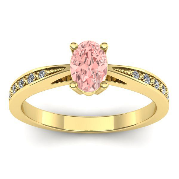 Inel cu diamant de laborator roz oval