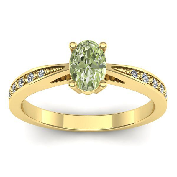 Inel de logodna cu diamant de laborator verde oval